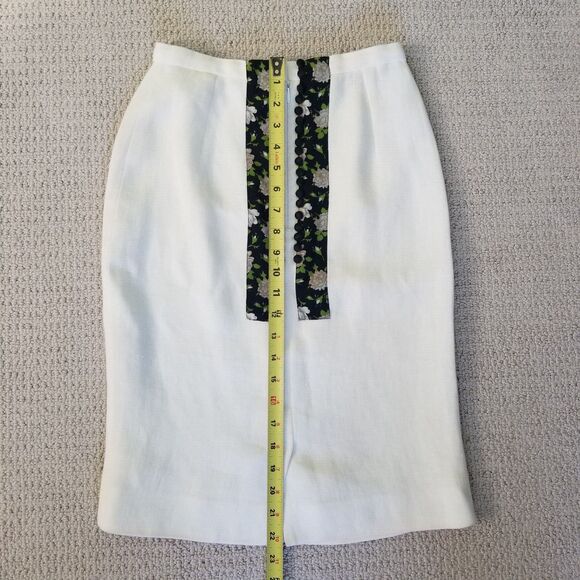 Dolce & Gabbana Pencil Skirt Womens IT Size 38 White Black Linen Lined Italy - Picture 7 of 15